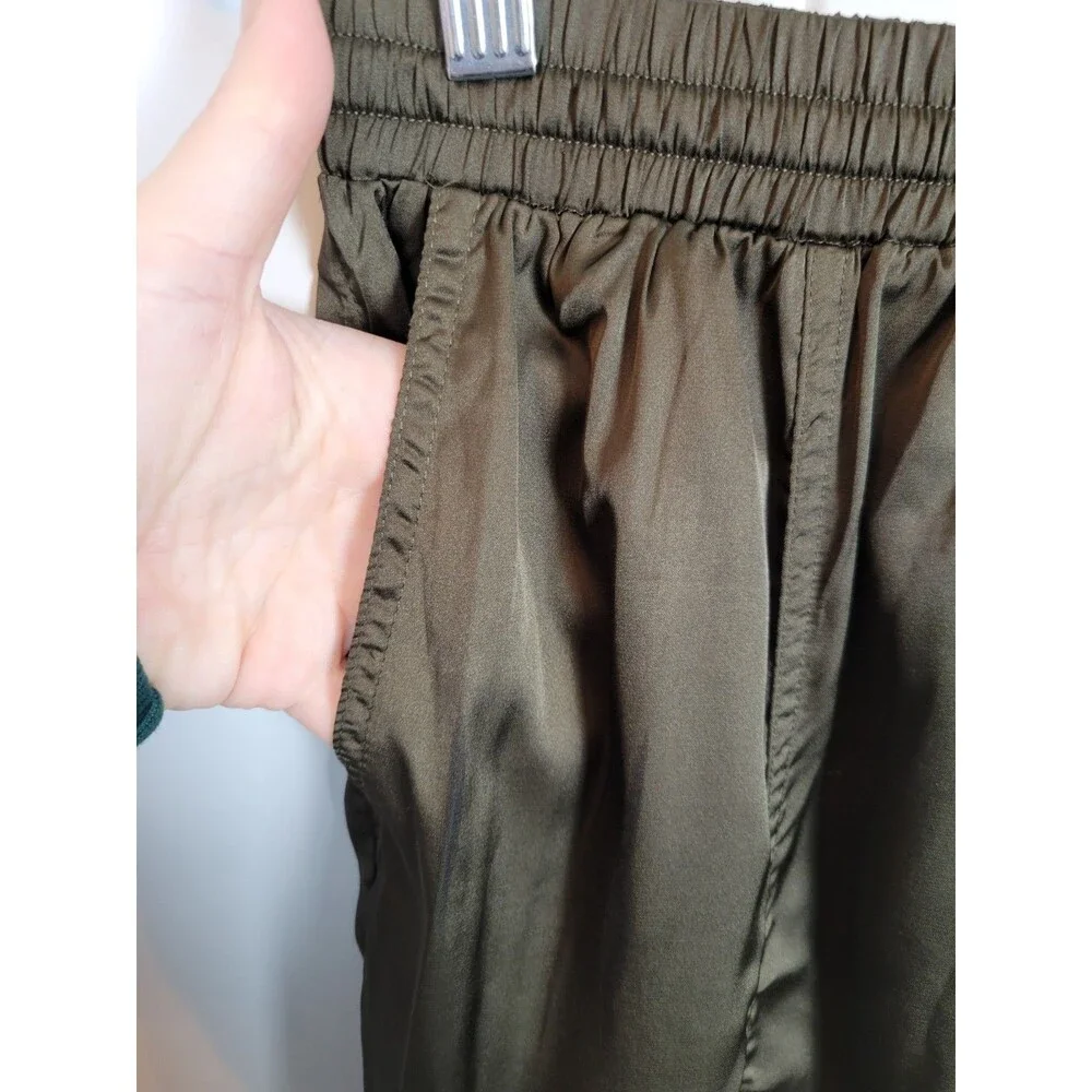 Paparazzi Satin Cargo Jogger Pants Size S Green